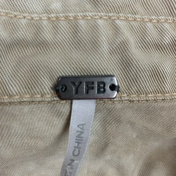 YFB Beige Button-Up Romper Shorts set Size XS Elastic waist Collar Pockets - Picture 5 of 11